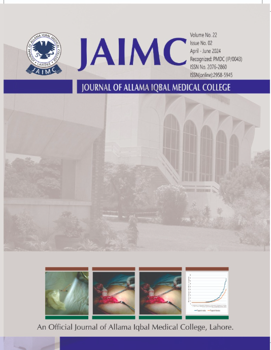 					View Vol. 22 No. 2 (2024): JAIMC: Official Journal Of Allama Iqbal Medical College, Lahore
				